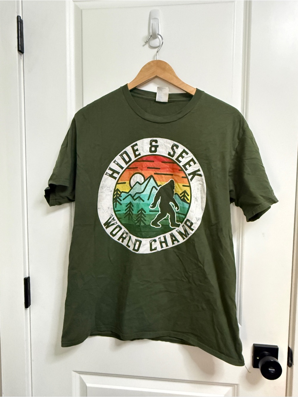 Big foot Olive Green 'Hide & Seek World Champ' Graphic Tee
